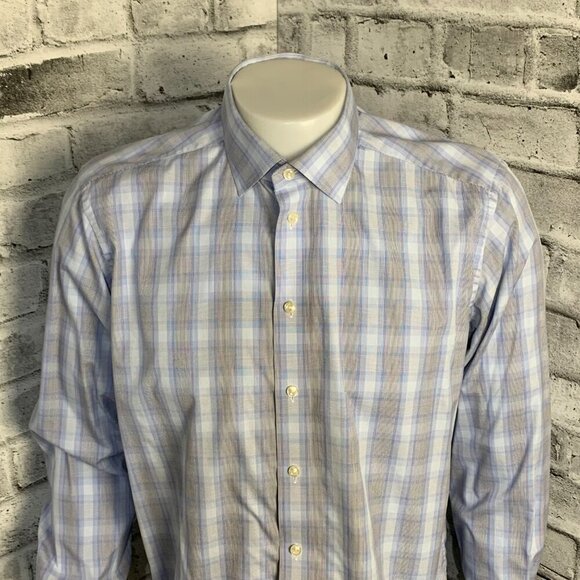 Eton Contemporary Check Button Down Dress Shirt - Picture 2 of 12